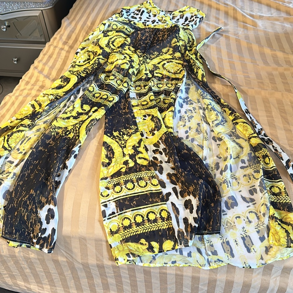 Sheer Jumpsuit with High Split